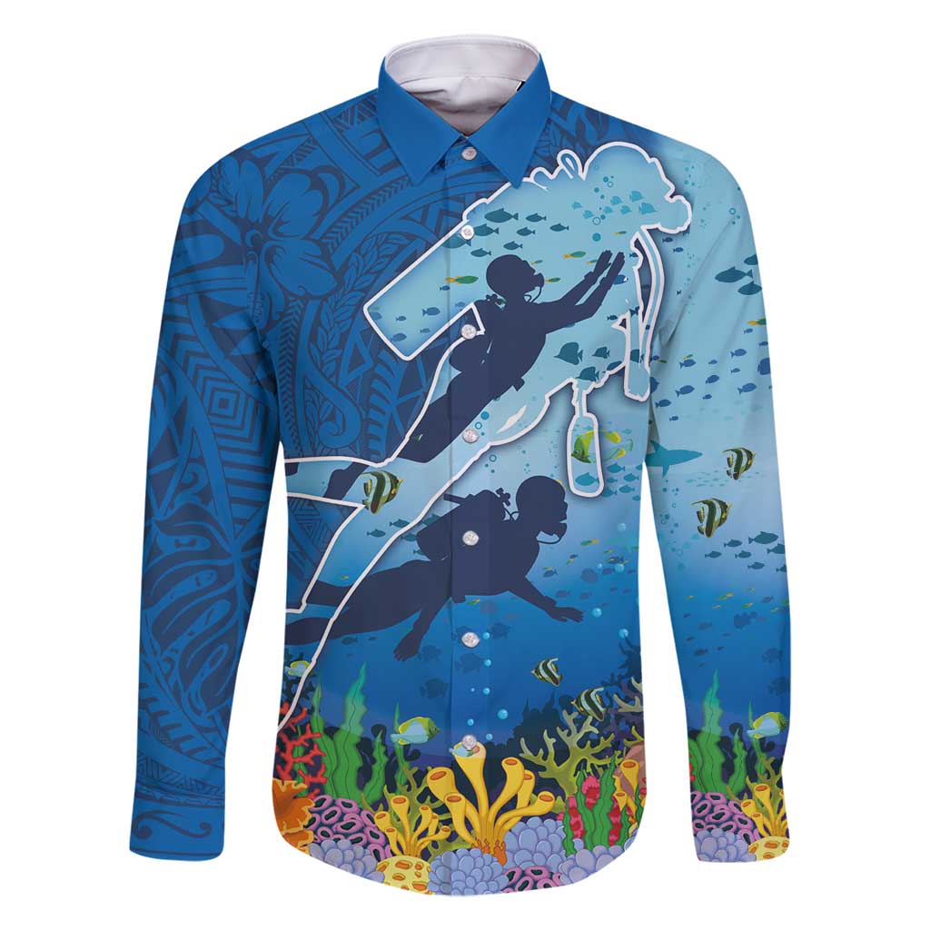 Polynesian Scuba Diving Family Matching Tank Maxi Dress and Hawaiian Shirt Beauty Corals with Underwater and Polynesian Pattern