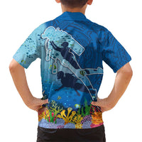 Polynesian Scuba Diving Kid Hawaiian Shirt Beauty Corals with Underwater and Polynesian Pattern LT03 - Polynesian Pride