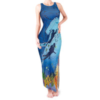 Polynesian Scuba Diving Tank Maxi Dress Beauty Corals with Underwater and Polynesian Pattern
