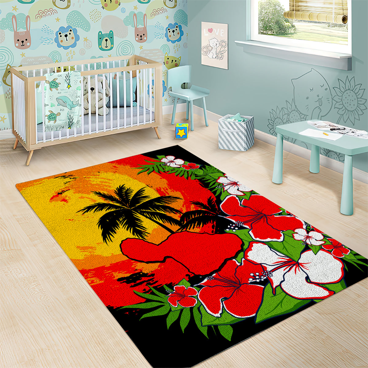 Hawaii Maui Island Area Rug Maui Map With Tropical Forest Sunset Vibe LT03 - Polynesian Pride