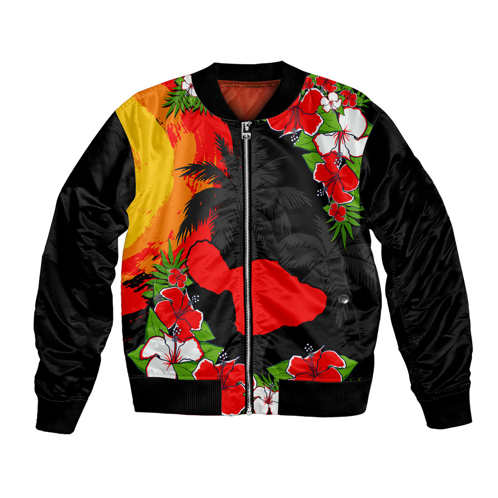 Hawaii Maui Island Bomber Jacket Maui Map With Tropical Forest Sunset Vibe LT03 Unisex Black - Polynesian Pride