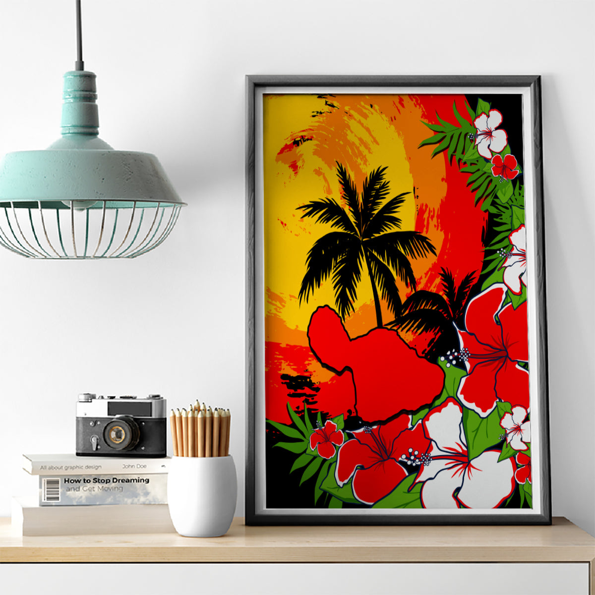 Hawaii Maui Island Canvas Wall Art Maui Map With Tropical Forest Sunset Vibe LT03 - Polynesian Pride