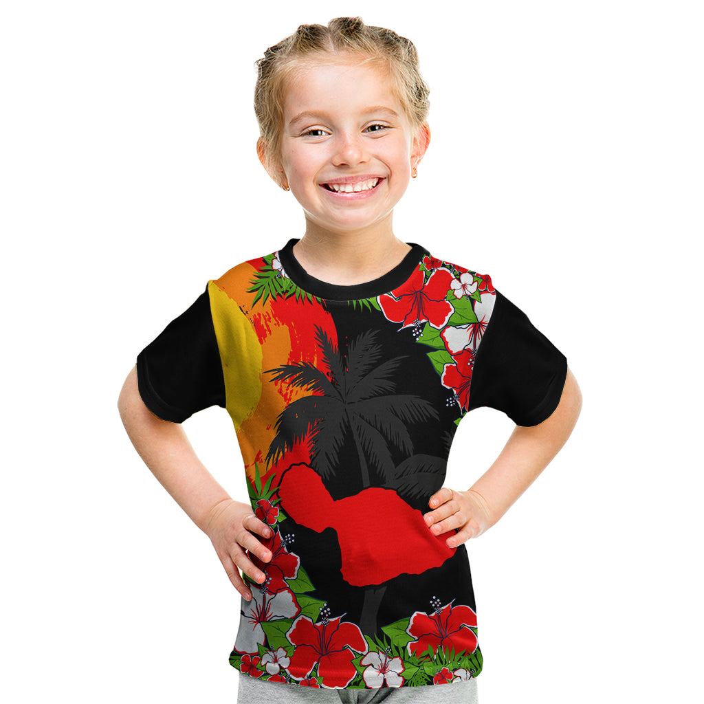Hawaii Maui Island Kid T Shirt Maui Map With Tropical Forest Sunset Vibe LT03 Black - Polynesian Pride