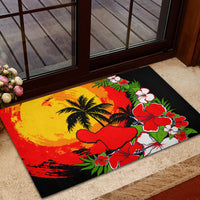 Hawaii Maui Island Rubber Doormat Maui Map With Tropical Forest Sunset Vibe LT03 - Polynesian Pride