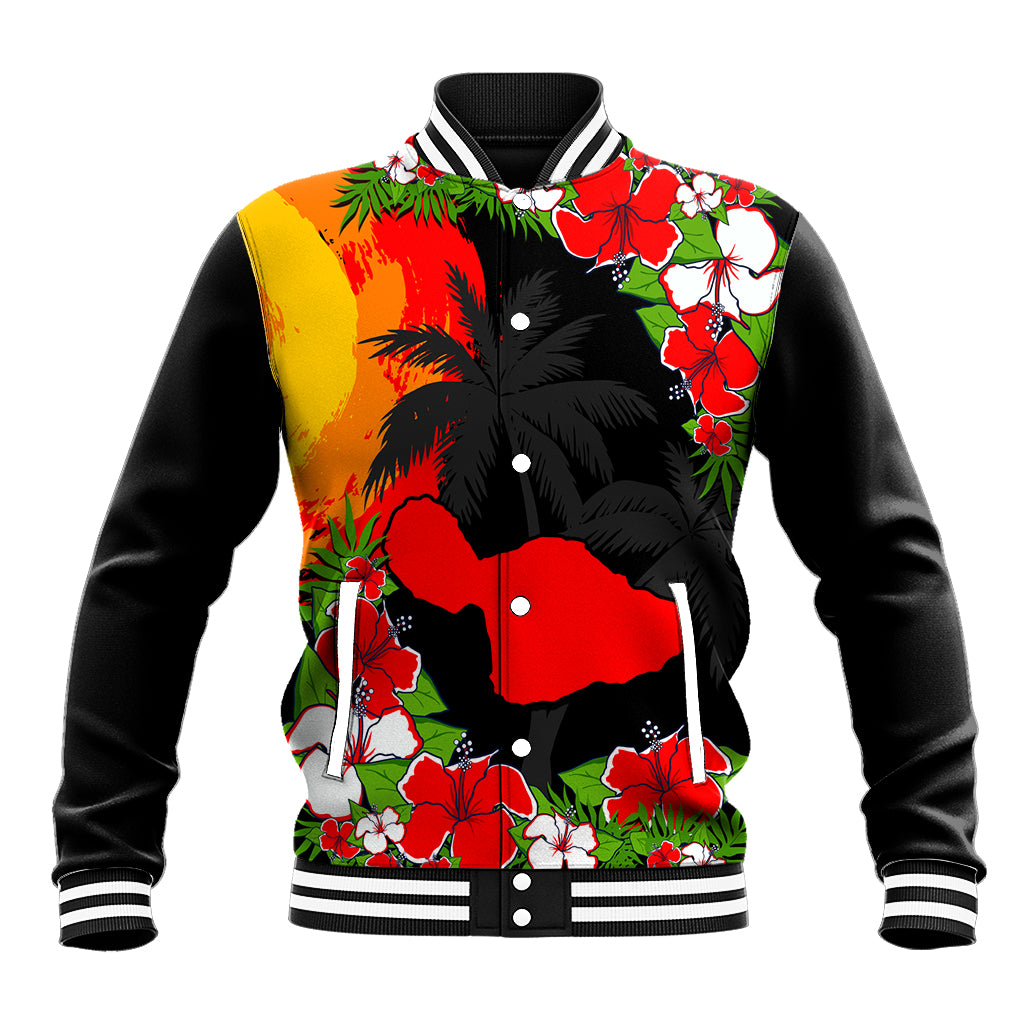 Custom Hawaii Maui Island Baseball Jacket Maui Map With Tropical Forest Sunset Vibe LT03 Unisex Black - Polynesian Pride