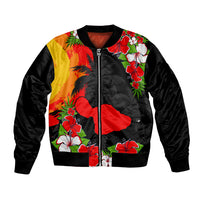 Custom Hawaii Maui Island Bomber Jacket Maui Map With Tropical Forest Sunset Vibe LT03 Unisex Black - Polynesian Pride