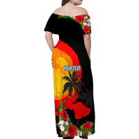 Custom Hawaii Maui Island Family Matching Off Shoulder Maxi Dress and Hawaiian Shirt Maui Map With Tropical Forest Sunset Vibe LT03 - Polynesian Pride