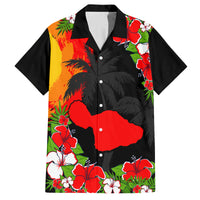 Custom Hawaii Maui Island Family Matching Puletasi Dress and Hawaiian Shirt Maui Map With Tropical Forest Sunset Vibe LT03 Dad's Shirt - Short Sleeve Black - Polynesian Pride