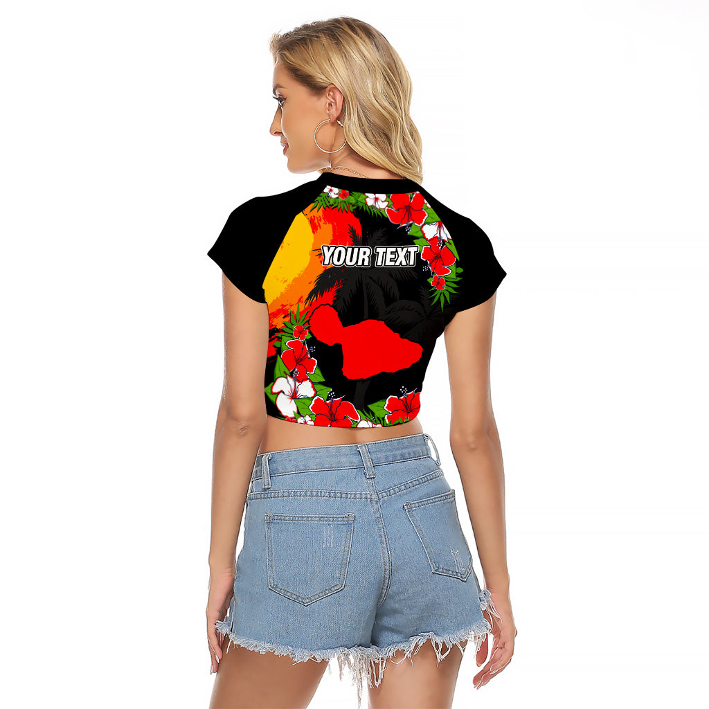 Custom Hawaii Maui Island Raglan Cropped T Shirt Maui Map With Tropical Forest Sunset Vibe LT03 - Polynesian Pride