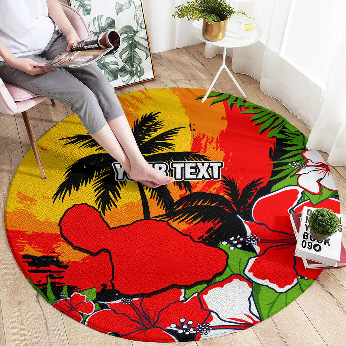 Custom Hawaii Maui Island Round Carpet Maui Map With Tropical Forest Sunset Vibe LT03 - Polynesian Pride