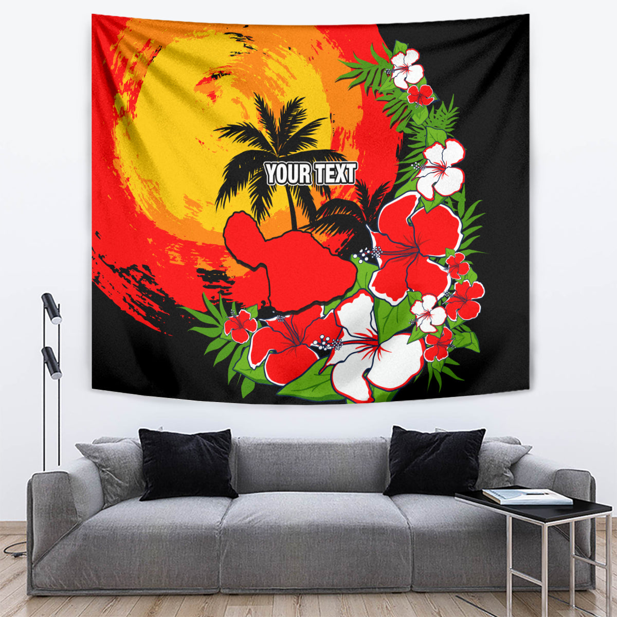 Custom Hawaii Maui Island Tapestry Maui Map With Tropical Forest Sunset Vibe LT03 - Polynesian Pride