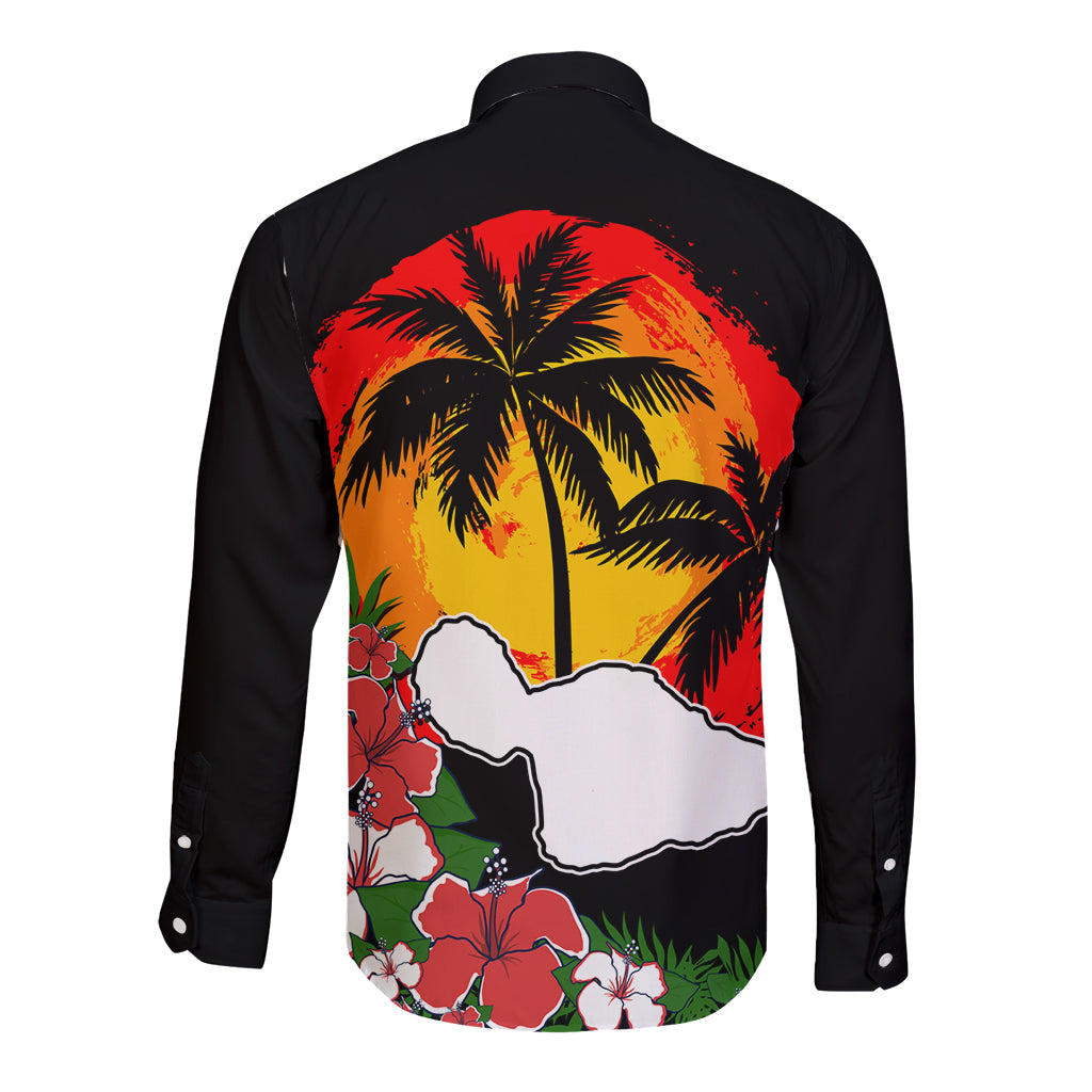 Hawaii Maui Island Long Sleeve Button Shirt Maui Map With Tropical Forest Vintage Style LT03 - Polynesian Pride