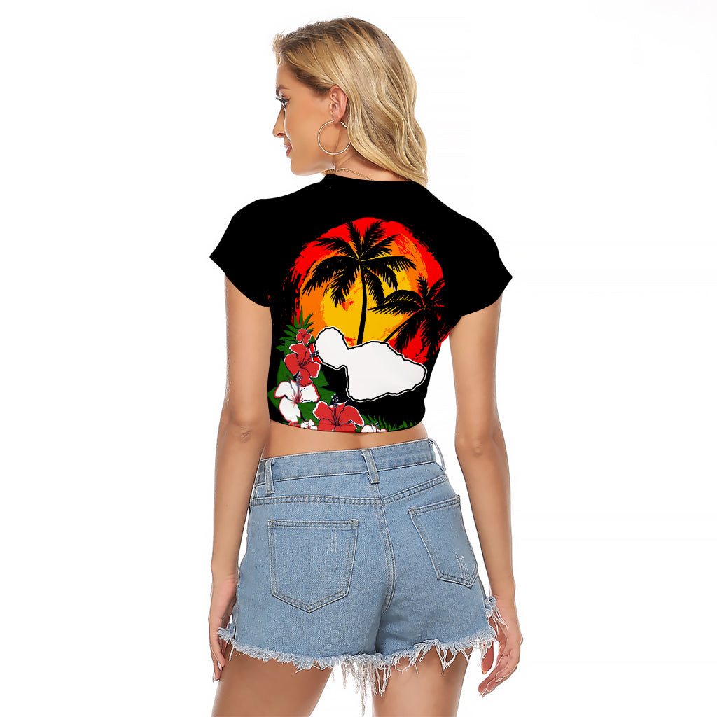 Hawaii Maui Island Raglan Cropped T Shirt Maui Map With Tropical Forest Vintage Style LT03 - Polynesian Pride