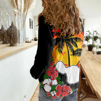 Hawaii Maui Island Women Casual Shirt Maui Map With Tropical Forest Vintage Style LT03 - Polynesian Pride