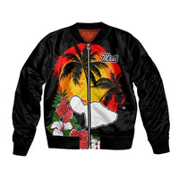 Custom Hawaii Maui Island Bomber Jacket Maui Map With Tropical Forest Vintage Style LT03 Unisex Black - Polynesian Pride