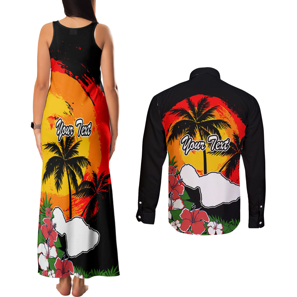 Custom Hawaii Maui Island Couples Matching Tank Maxi Dress and Long Sleeve Button Shirts Maui Map With Tropical Forest Vintage Style LT03 - Polynesian Pride