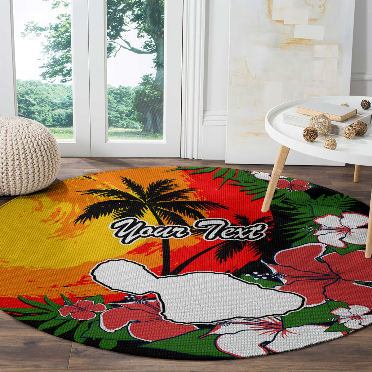 Custom Hawaii Maui Island Round Carpet Maui Map With Tropical Forest Vintage Style LT03 - Polynesian Pride
