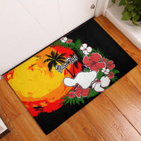 Custom Hawaii Maui Island Rubber Doormat Maui Map With Tropical Forest Vintage Style LT03 Black - Polynesian Pride