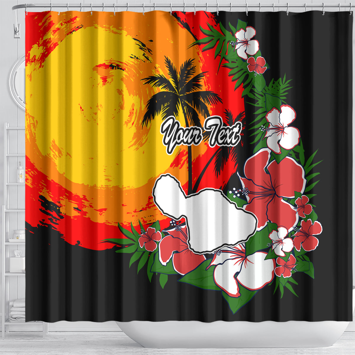 Custom Hawaii Maui Island Shower Curtain Maui Map With Tropical Forest Vintage Style LT03 - Polynesian Pride