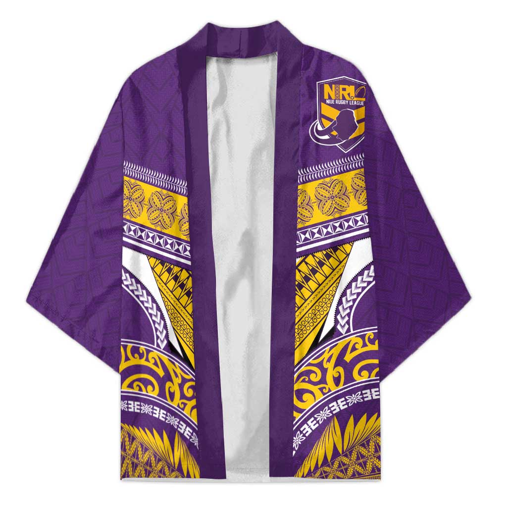 Custom Rugby Niue Kimono Hiapo Tribal Heritage Tattoos Purple Color - Polynesian Pride
