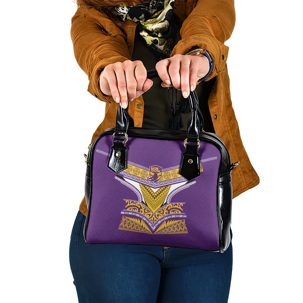 Rugby Niue Shoulder Handbag Hiapo Tribal Heritage Tattoos Purple Color - Polynesian Pride