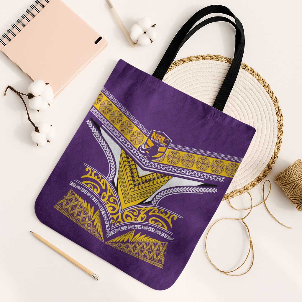 Rugby Niue Tote Bag Hiapo Tribal Heritage Tattoos Purple Color - Polynesian Pride