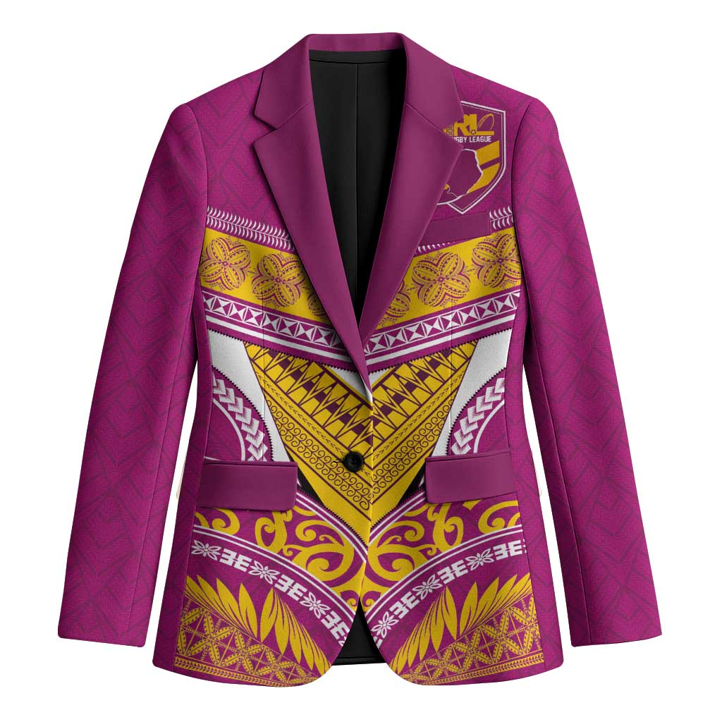 Custom Rugby Niue Blazer Hiapo Tribal Heritage Tattoos Pink Color - Polynesian Pride