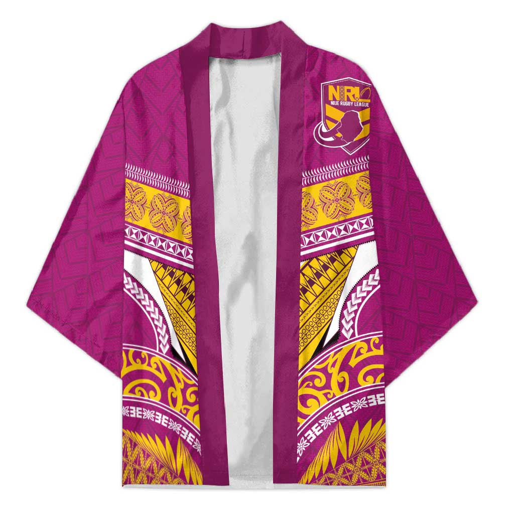 Custom Rugby Niue Kimono Hiapo Tribal Heritage Tattoos Pink Color - Polynesian Pride