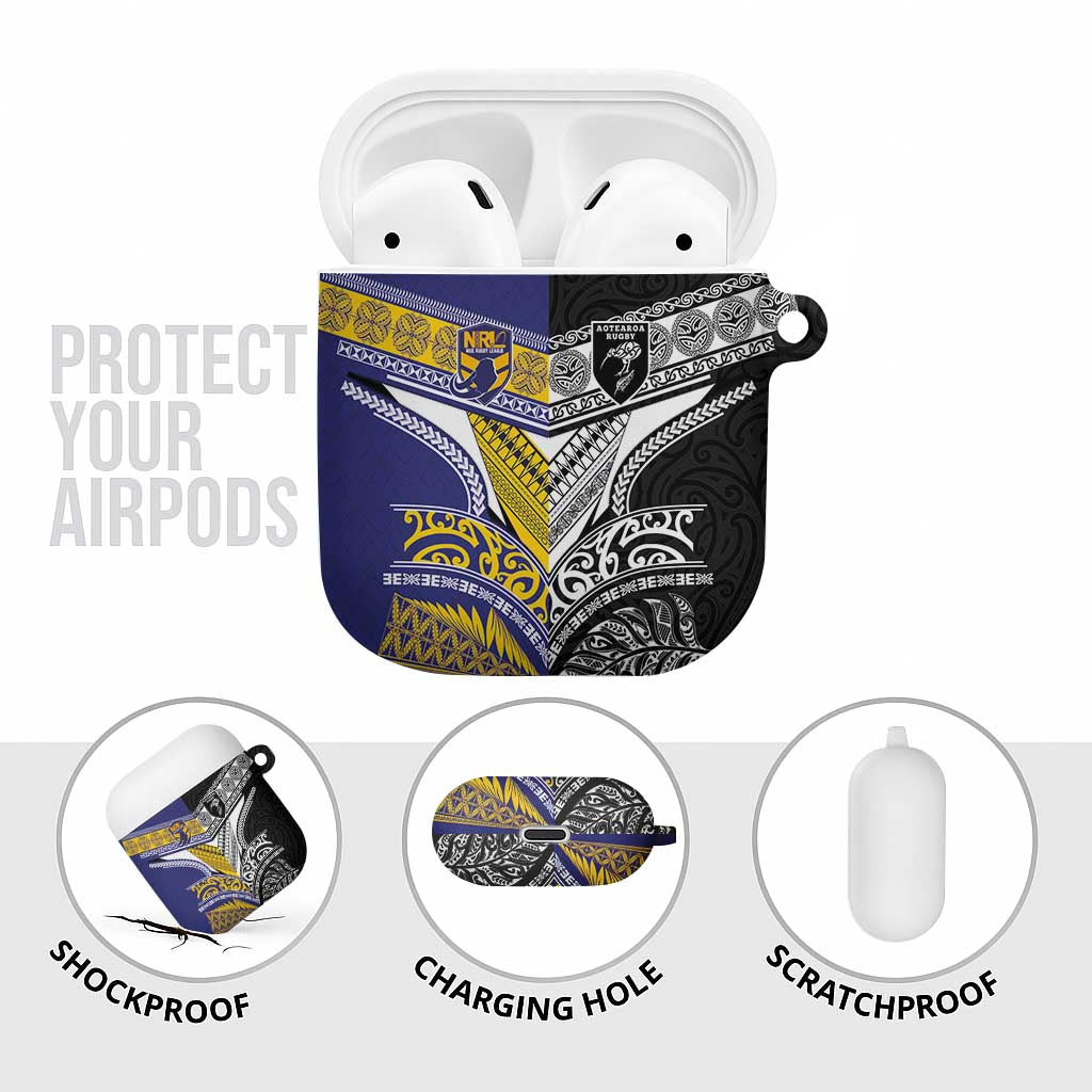 Rugby Niue and Aotearoa AirPods Case Hiapo with Maori Moko Tribal Heritage Tattoos - Polynesian Pride
