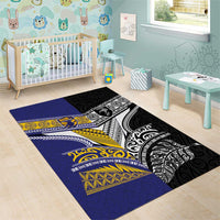 Rugby Niue and Aotearoa Area Rug Hiapo with Maori Moko Tribal Heritage Tattoos - Polynesian Pride