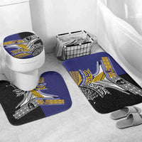 Rugby Niue and Aotearoa Bathroom Set Hiapo with Maori Moko Tribal Heritage Tattoos - Polynesian Pride