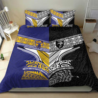 Rugby Niue and Aotearoa Bedding Set Hiapo with Maori Moko Tribal Heritage Tattoos - Polynesian Pride