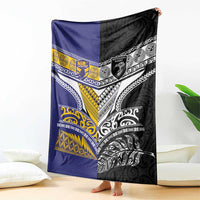 Rugby Niue and Aotearoa Blanket Hiapo with Maori Moko Tribal Heritage Tattoos - Polynesian Pride