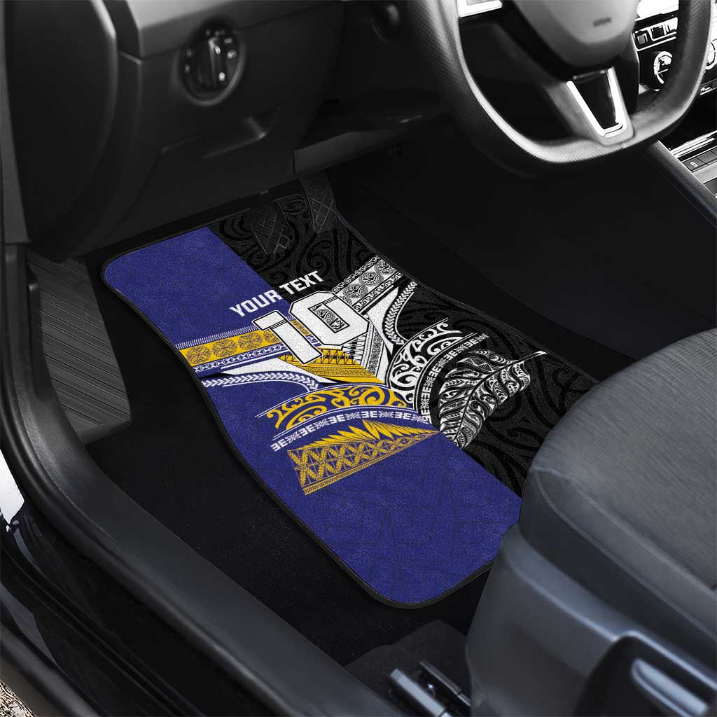 Custom Rugby Niue and Aotearoa Car Mats Hiapo with Maori Moko Tribal Heritage Tattoos - Polynesian Pride