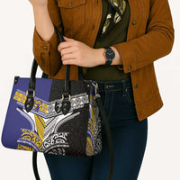 Rugby Niue and Aotearoa Leather Bag Hiapo with Maori Moko Tribal Heritage Tattoos - Polynesian Pride