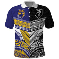 Custom Rugby Niue and Aotearoa Polo Shirt Hiapo with Maori Moko Tribal Heritage Tattoos - Polynesian Pride