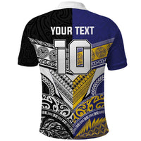 Custom Rugby Niue and Aotearoa Polo Shirt Hiapo with Maori Moko Tribal Heritage Tattoos - Polynesian Pride