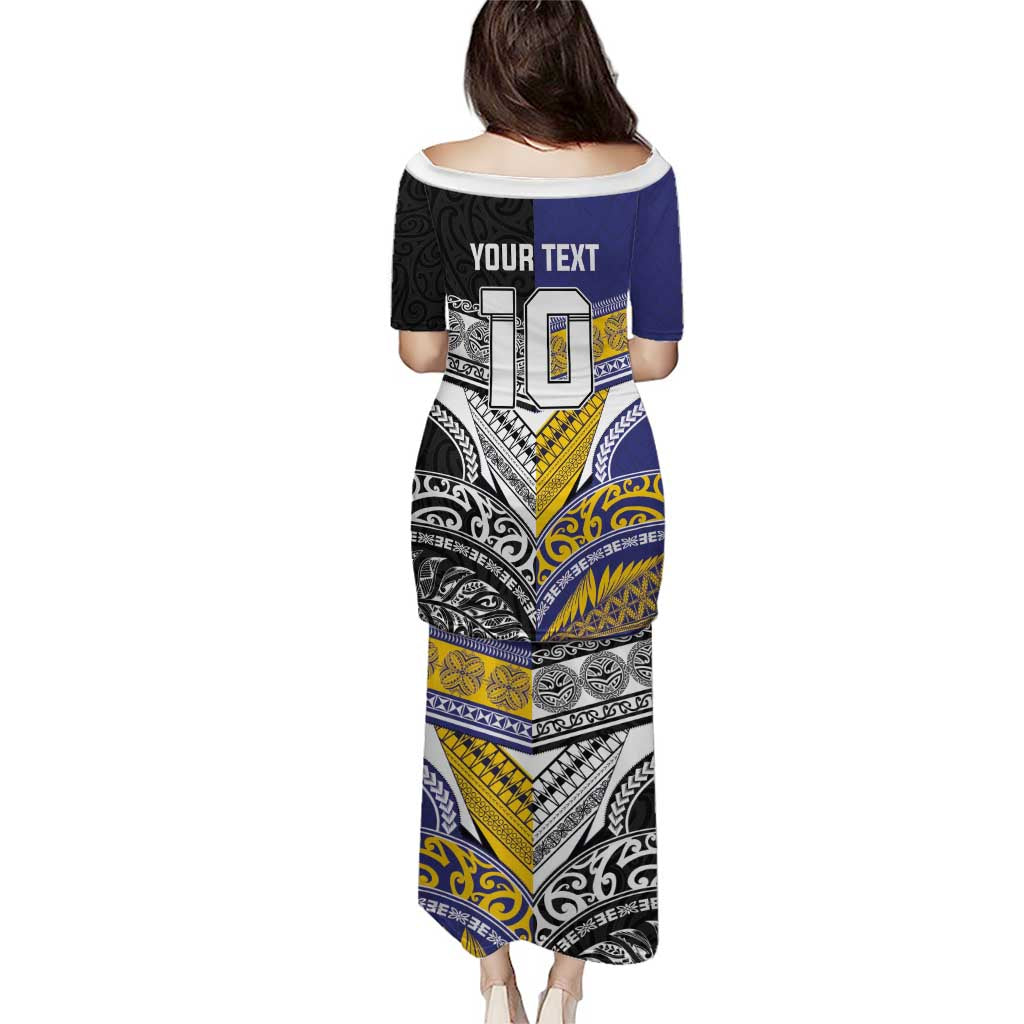 Custom Rugby Niue and Aotearoa Puletasi Hiapo with Maori Moko Tribal Heritage Tattoos - Polynesian Pride