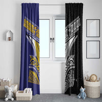 Rugby Niue and Aotearoa Window Curtain Hiapo with Maori Moko Tribal Heritage Tattoos - Polynesian Pride