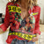 Personalised Hawaii Christmas Women Casual Shirt Hula Girl Hibiscus With Hawaiian Style Tribal Fabric Patchwork LT03 Female Red - Polynesian Pride