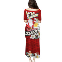 Tahiti Christmas Puletasi Tiare Flowers and Pomarea Nigra with Polynesian Pattern LT03 - Polynesian Pride