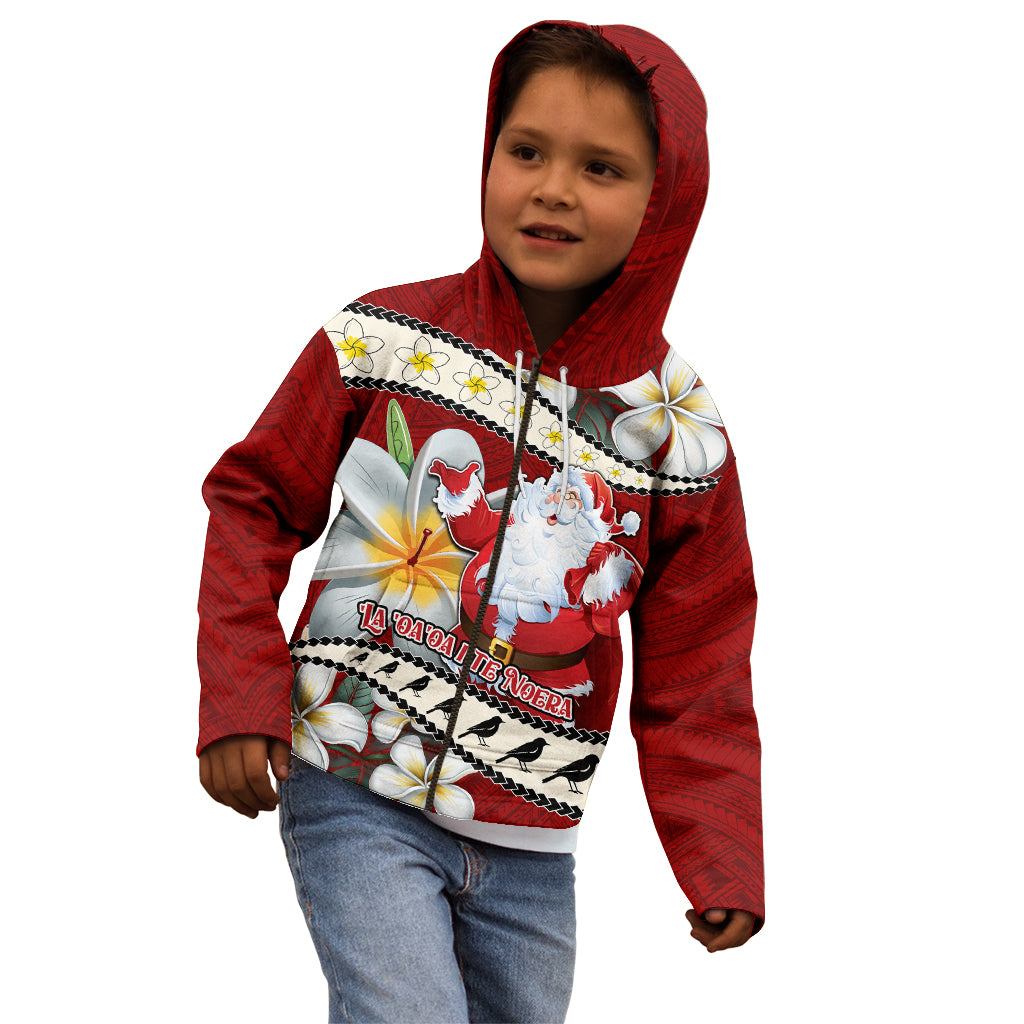 Personalised Tahiti Christmas Kid Hoodie Tiare Flowers and Pomarea Nigra with Polynesian Pattern LT03 - Polynesian Pride