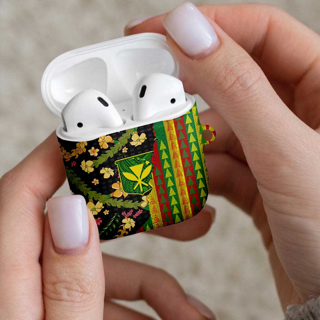 Hawaiian Tropical Plants Lei AirPods Case Kanaka Maoli Tribal with Palaka Motifs LT03 - Polynesian Pride