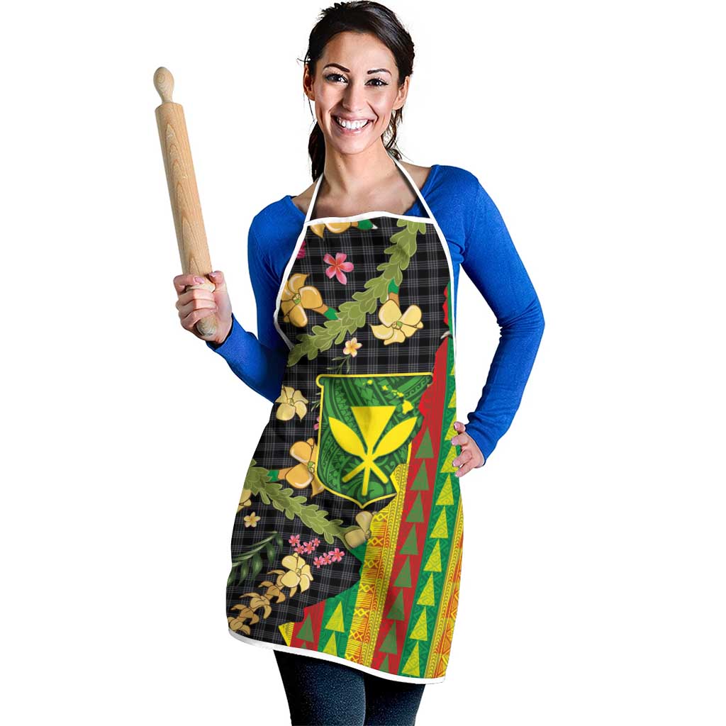 Hawaiian Tropical Plants Lei Apron Kanaka Maoli Tribal with Palaka Motifs LT03 - Polynesian Pride