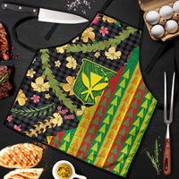 Hawaiian Tropical Plants Lei Apron Kanaka Maoli Tribal with Palaka Motifs LT03 Multicolor - Polynesian Pride
