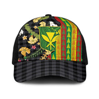 Hawaiian Tropical Plants Lei Baseball Net Cap Kanaka Maoli Tribal with Palaka Motifs LT03 One Size Black Multicolor - Polynesian Pride