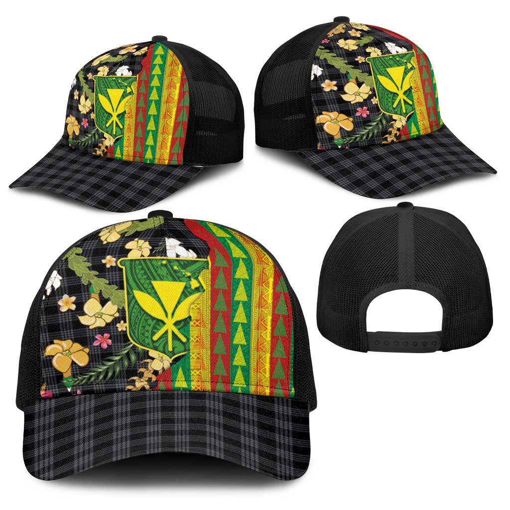 Hawaiian Tropical Plants Lei Baseball Net Cap Kanaka Maoli Tribal with Palaka Motifs LT03 - Polynesian Pride