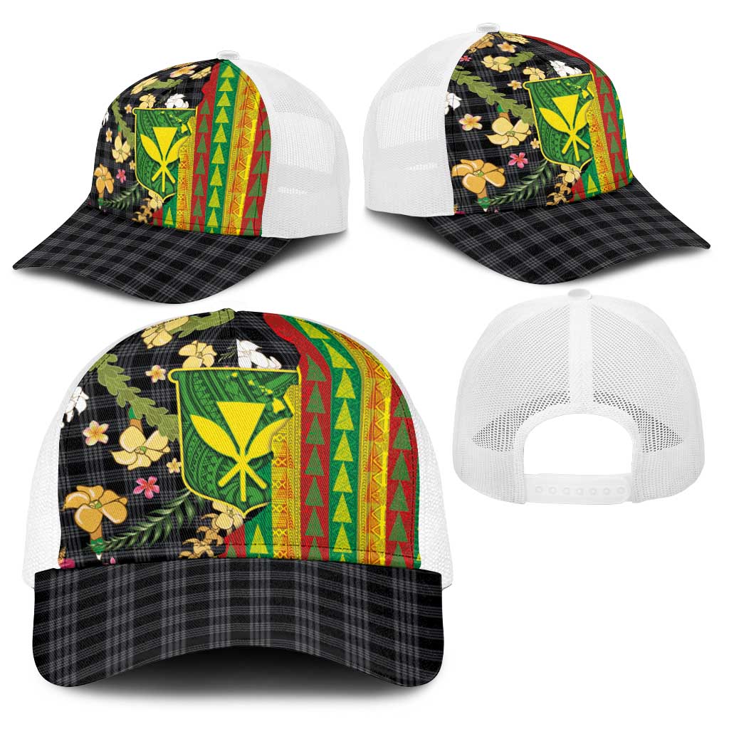 Hawaiian Tropical Plants Lei Baseball Net Cap Kanaka Maoli Tribal with Palaka Motifs LT03 - Polynesian Pride