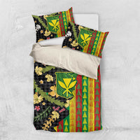 Hawaiian Tropical Plants Lei Bedding Set Kanaka Maoli Tribal with Palaka Motifs LT03 US Twin 172cm x 218cm Multicolor - Polynesian Pride