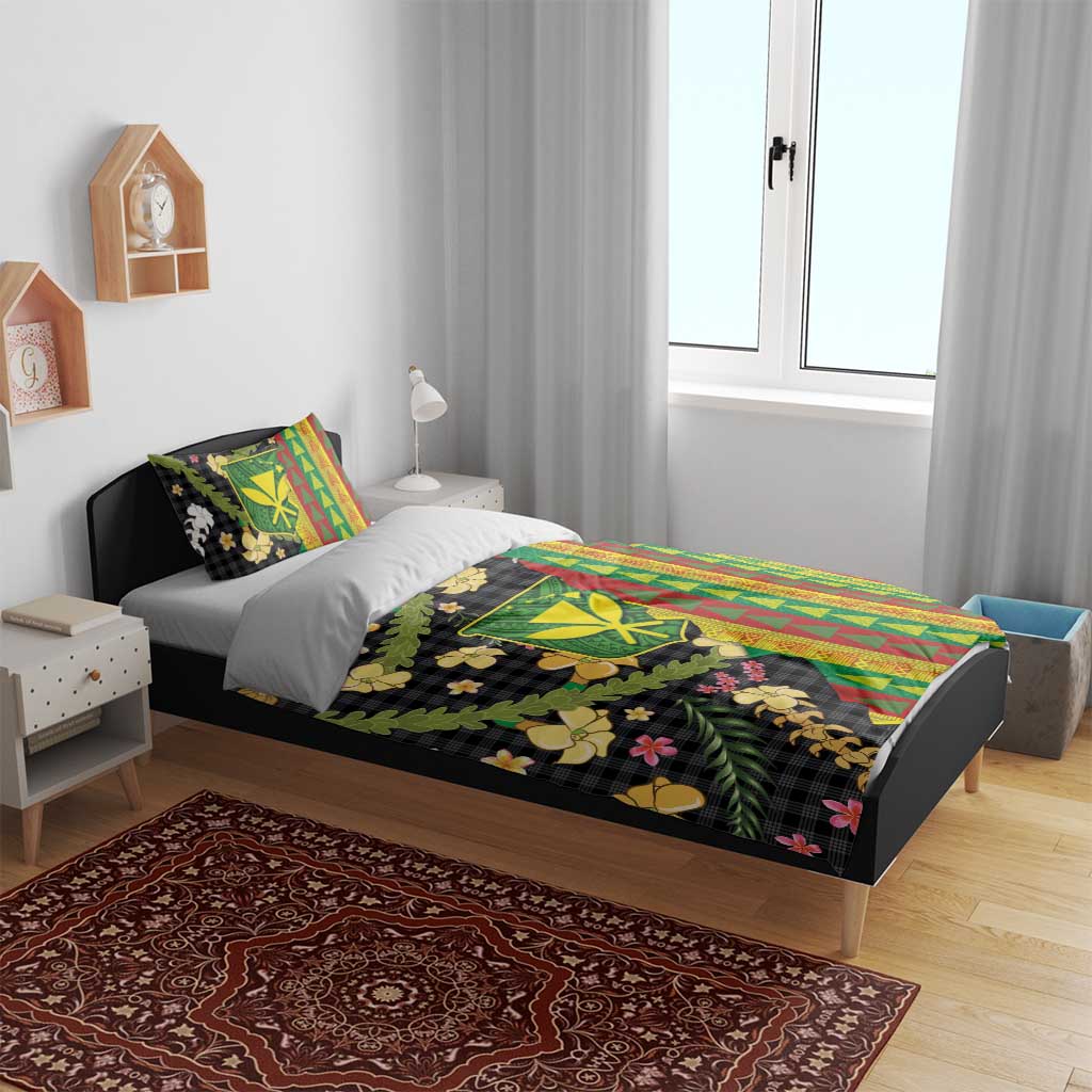 Hawaiian Tropical Plants Lei Bedding Set Kanaka Maoli Tribal with Palaka Motifs LT03 - Polynesian Pride